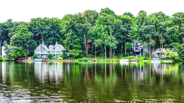 three lakefront houses