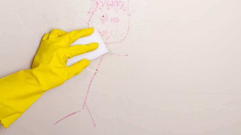 Scrubbing crayon from walls