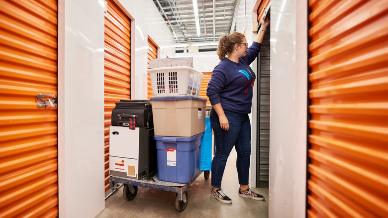 Woman at a storage unit