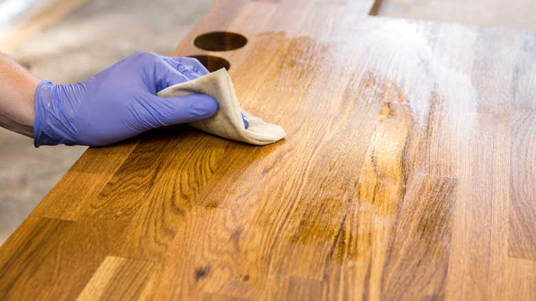oiling butcher block counter