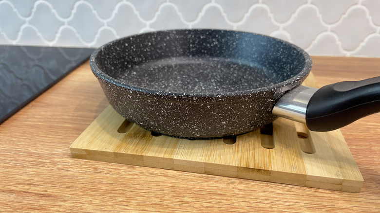 skillet on trivet