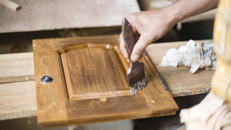 staining wood cabinet door