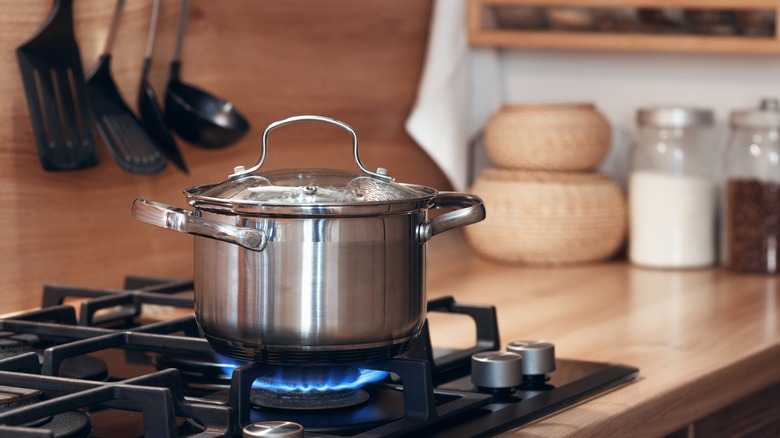 Pan on gas stove