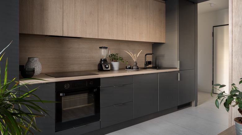 Gray paneled kitchen