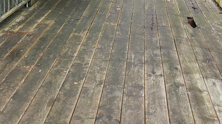 Deck with rotten floorboards