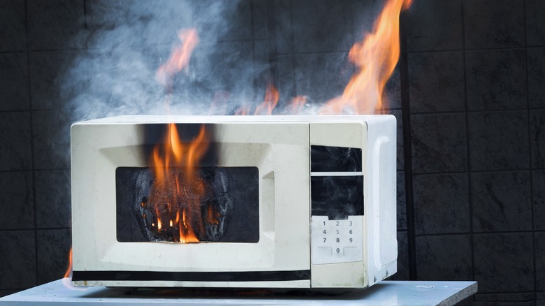 Microwave on fire