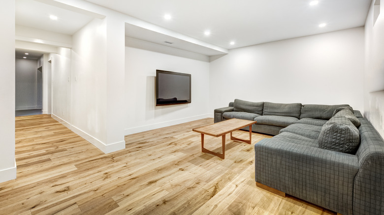 white painted basement