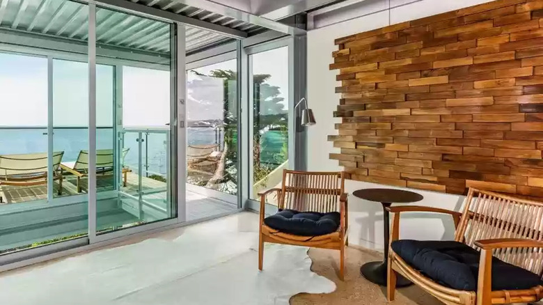 Bedroom of Malibu glass home