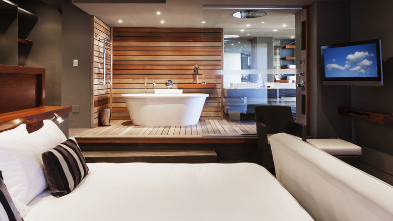 Modern master bedroom with bath