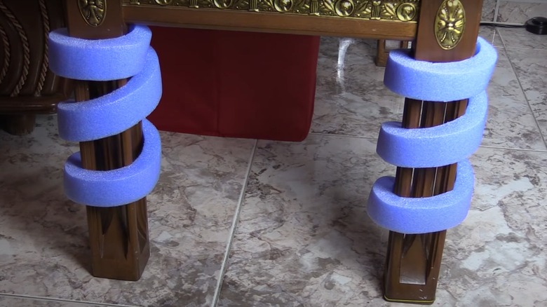 pool noodle wrapped around table