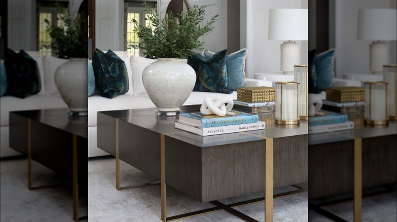 Modern coffee table with books