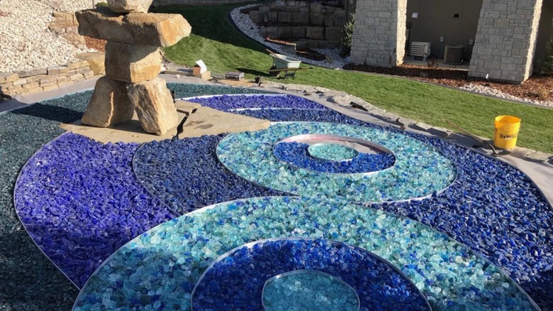 landscaping glass in backyard decor