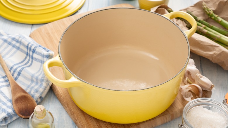 A yellow dutch oven