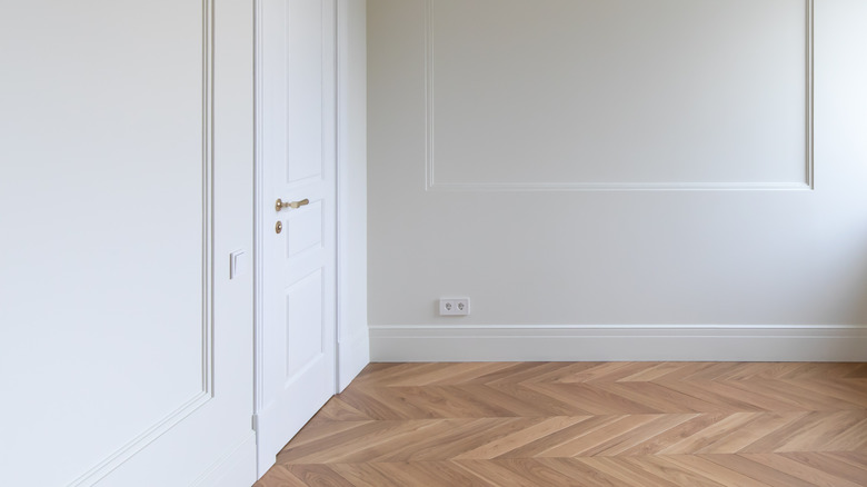 White walls and baseboards