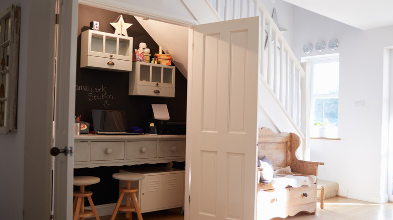 under-stairs closet office