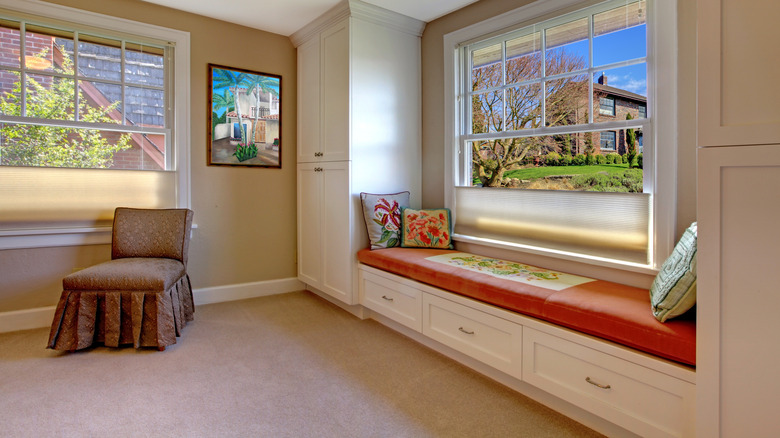 built-in bench reading nook