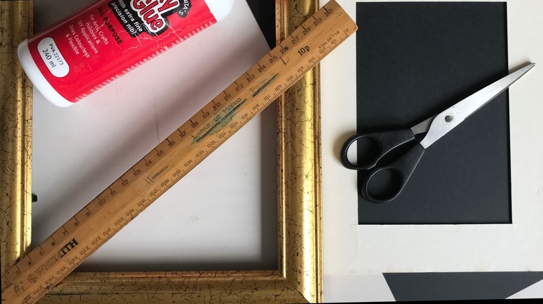 Empty photo frame with glue