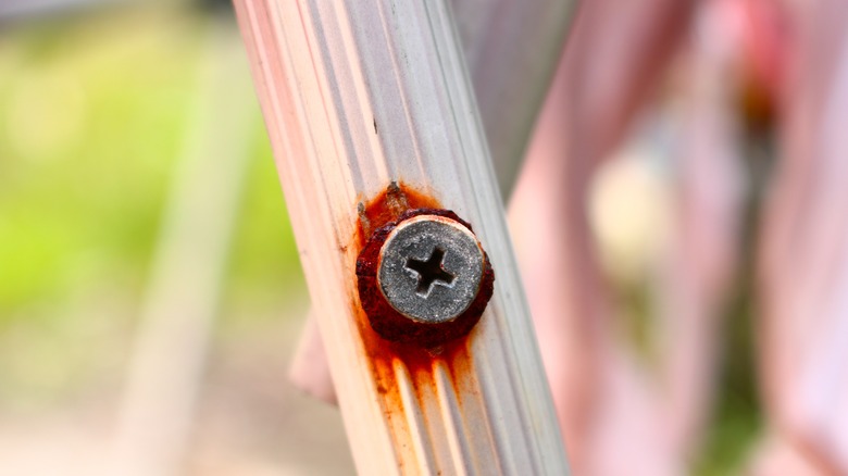 rusty screw stuck in metal