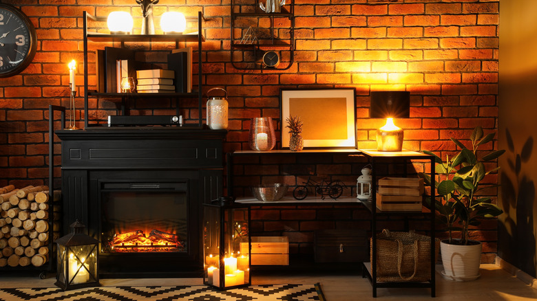 Living room with warm lights