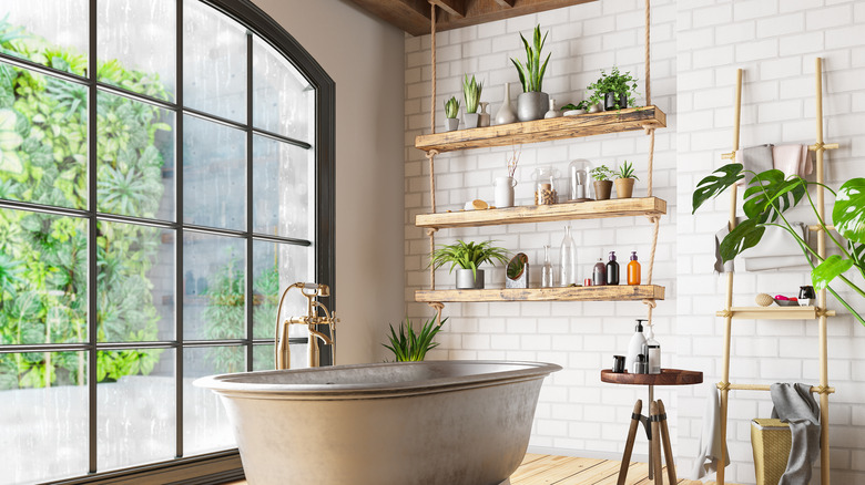 Greenery in bathroom