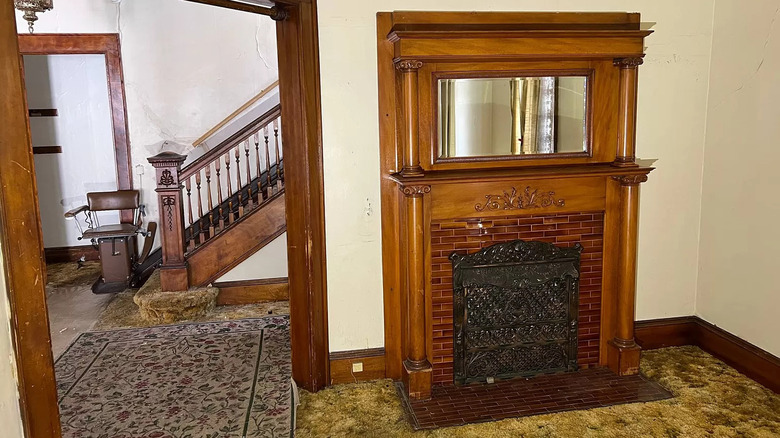 Living room old fireplace