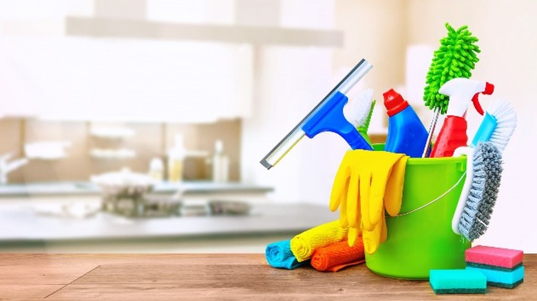 Cleaner in a kitchen