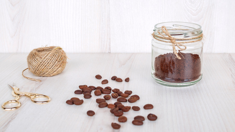 Coffee grounds in small jar