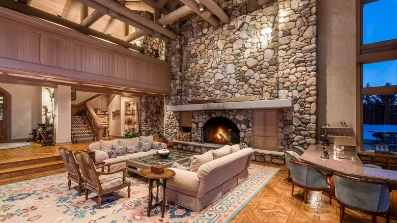 Large stone living room