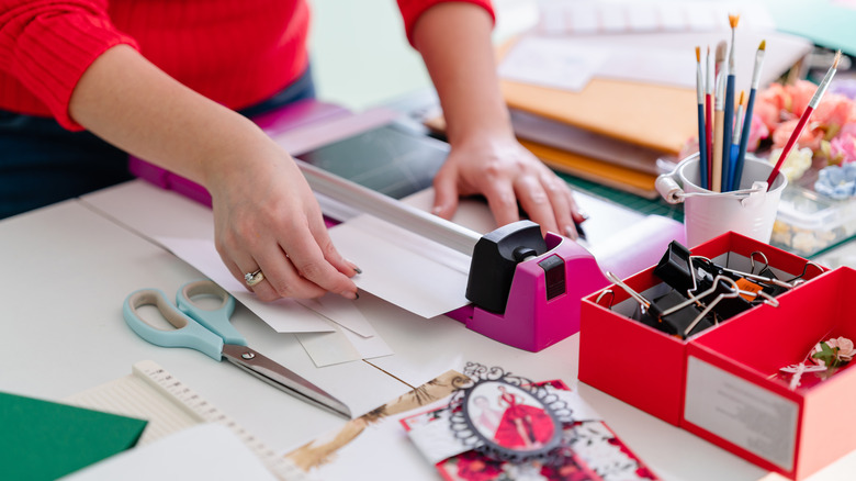 Woman doing paper crafts