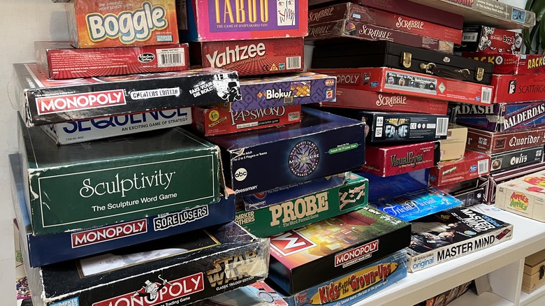 stack of board games