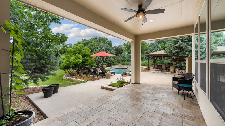 A covered patio