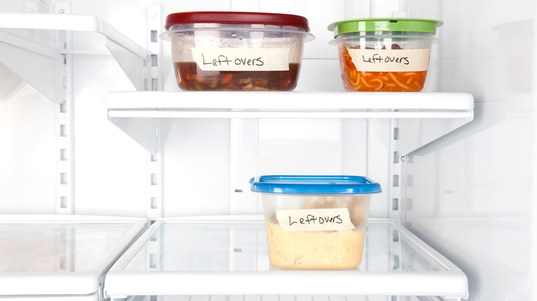 Leftover containers in fridge