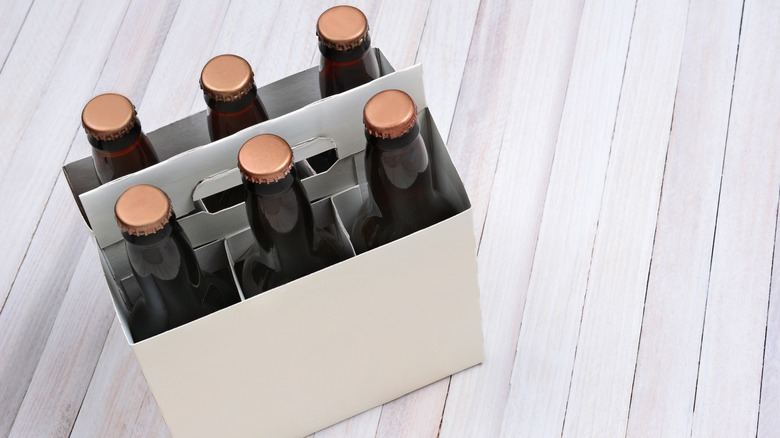 bottles in a six-pack holder