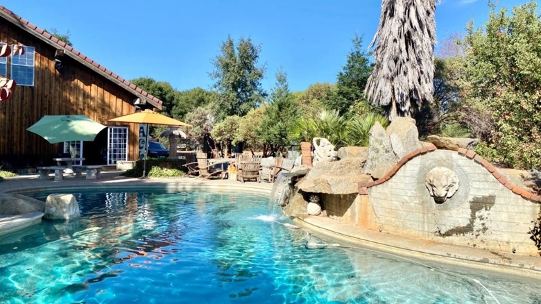 Pool in backyard