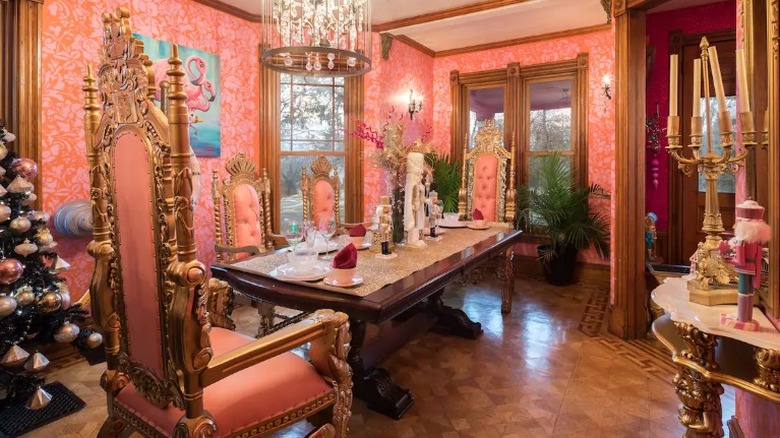 Dining room in pink castle 