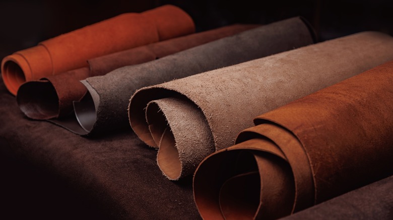 suede rolls of fabric