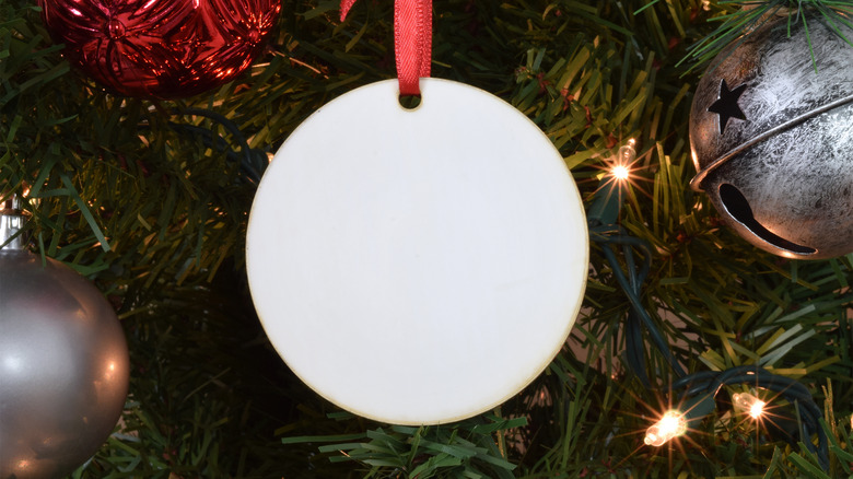 blank ornament on tree