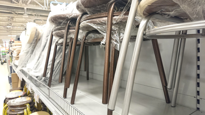 aisle of stools