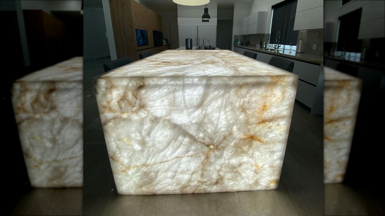 backlit quartzite kitchen island