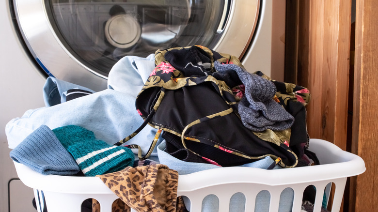 full laundry basket of clothes