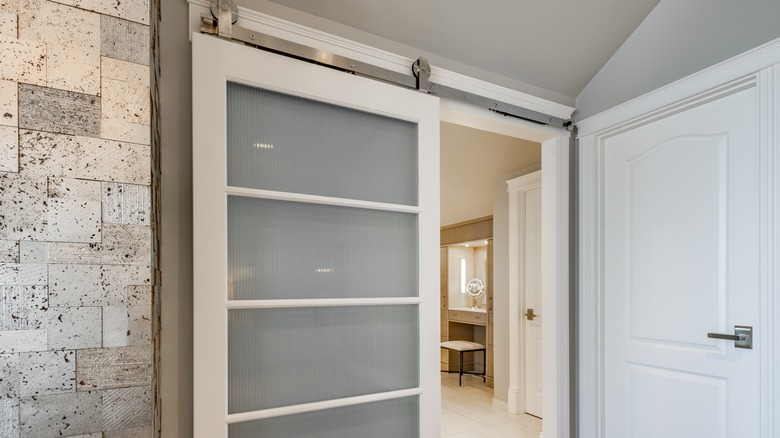 contemporary glass barn doors