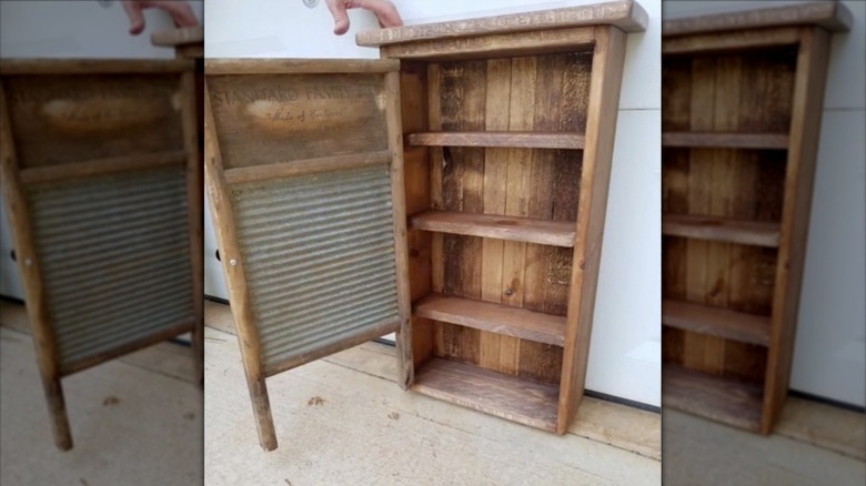 Vintage washboard cabinet