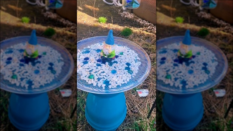 gnome bird bath