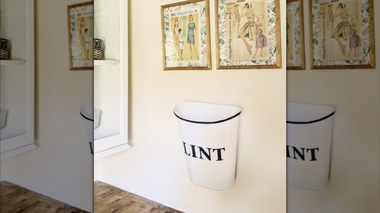 DIY lint bin in laundry