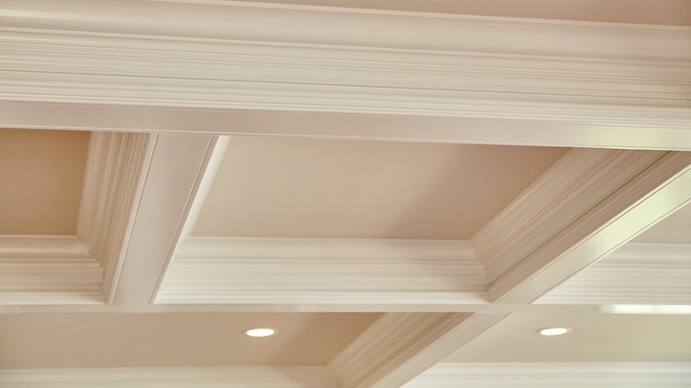 white and beige coffered ceiling 