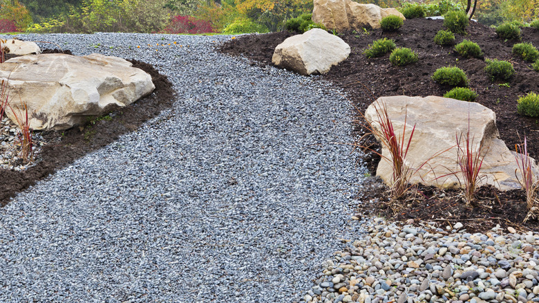 Gravel, rock and pebbles being used for landscaping