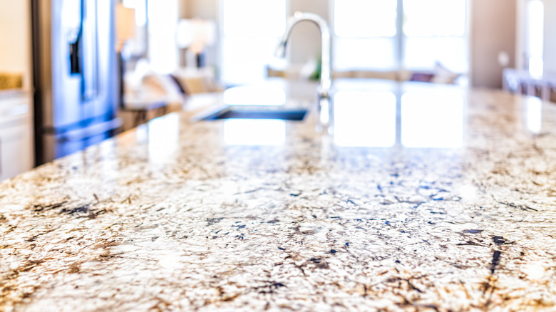 Brown stone countertop