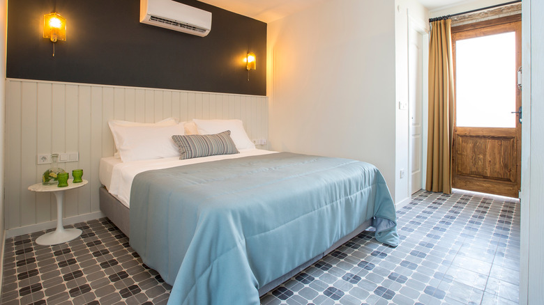 patterned tile in bedroom