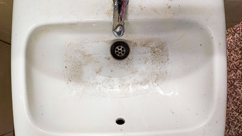 Rust stained bathroom sink