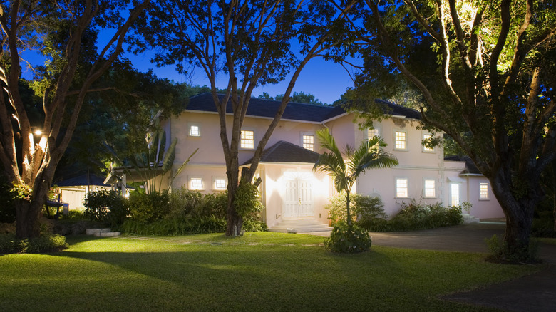 A house with lots of bright lights